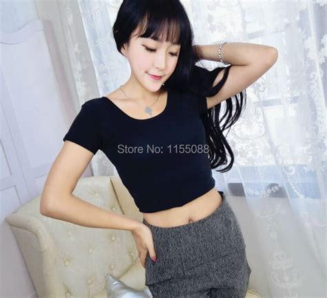 100pcslot Summer Sexy Crop Top Lady Short Sleeve T Shirt Women Tops Basic Stretch T Shirts Bare