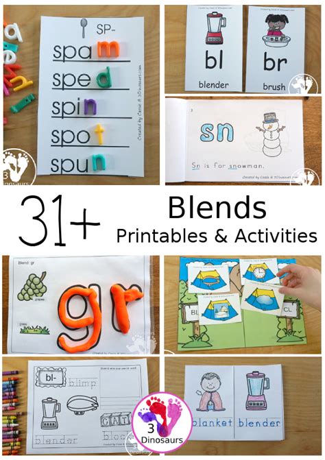 Free Blend Puzzles Bl Br Cl Cr Printable 3 Dinosaurs