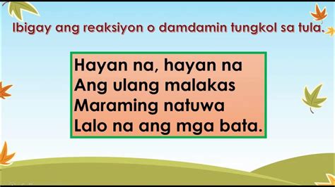 Pagpapahayag Ng Sariling Ideyadamdaminreaksiyon Sa Nabasang Kuwento