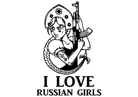Removable I Love Russian Girls Sticker Hot Girl Gerb Wall Sticker For