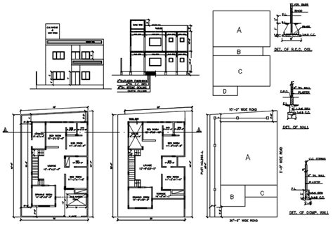House Plan With Section And Elevation In Dwg File Cadbull