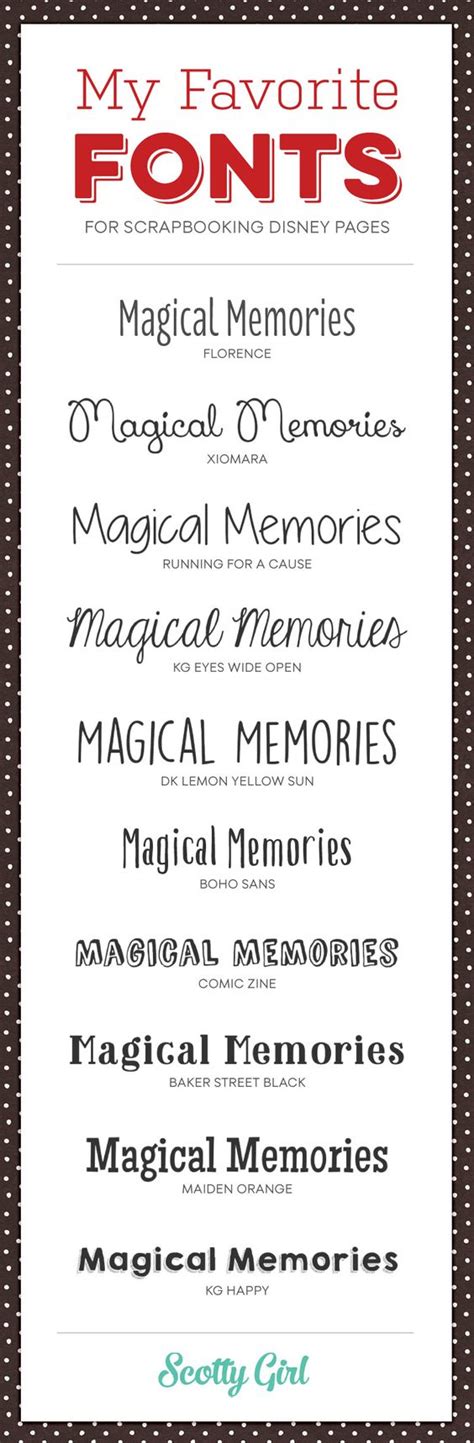 Font details and character map, font custom preview, free font download, view file contents. 10 Favorite Fonts for Scrapbooking Your Disney Pages | scottygirldesign.com #typography # ...