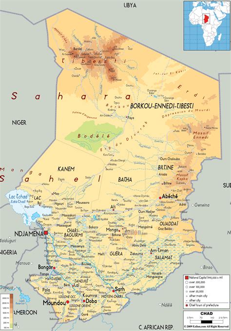 Physical Map Of Chad Ezilon Maps
