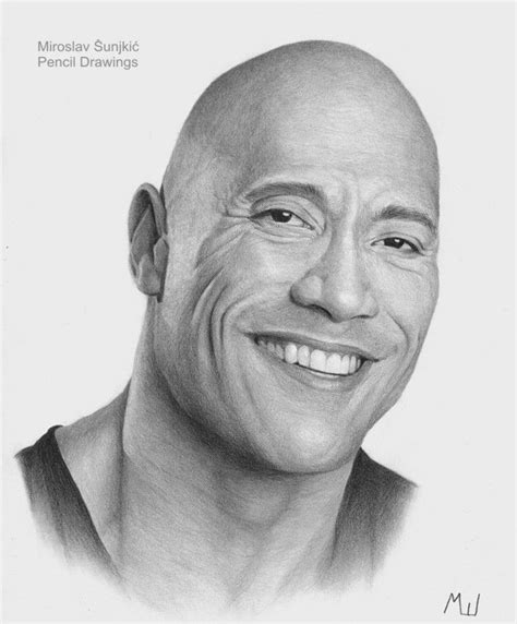The Rock Dwayne Johnson Pencil Portrait By Miroslav Sunjkic The