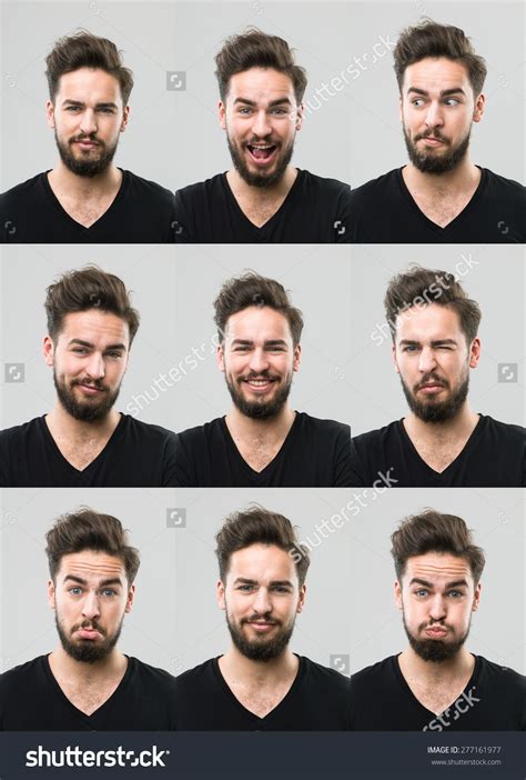 Young Man With Different Facial Expressions Digital Composite Image
