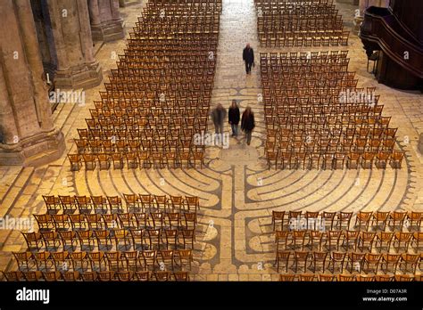 Labyrinth And Chairs On The Floor Of Chartres Cathedral Eure Et Loir