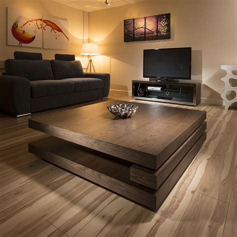 The larger the furniture, the larger your coffee table should be. Extra Large Modern Square Dark Elm Brown Wood 1.2mt Coffee ...