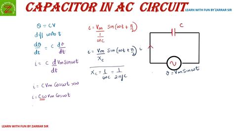 Capacitor In Ac Network With Derivation Of Inductive Reactance Xc Youtube