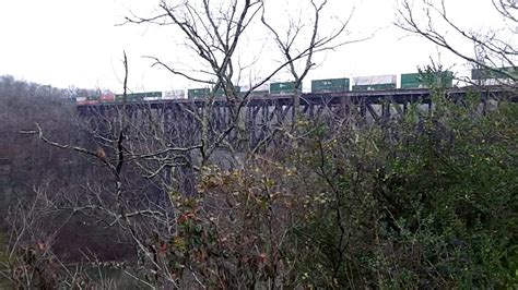Ns Freight Train Crossing High Bridge Youtube