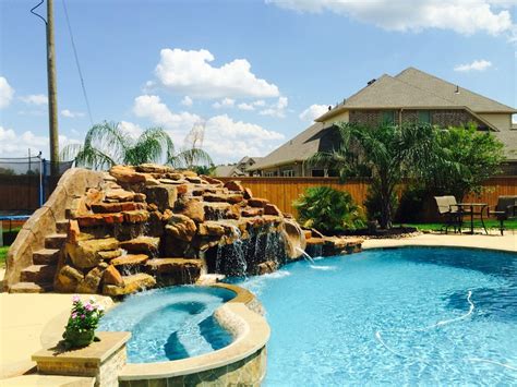 Cave Waterfall And Slide Tropical Pool Houston By