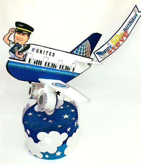 Hand Crafted Pilot Airplane Cake Topper Milestone Aviator Pilot
