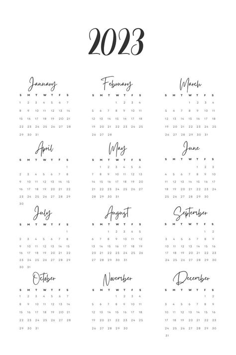 2023 Calendar Instant Download Digital Calendar Printable Etsy