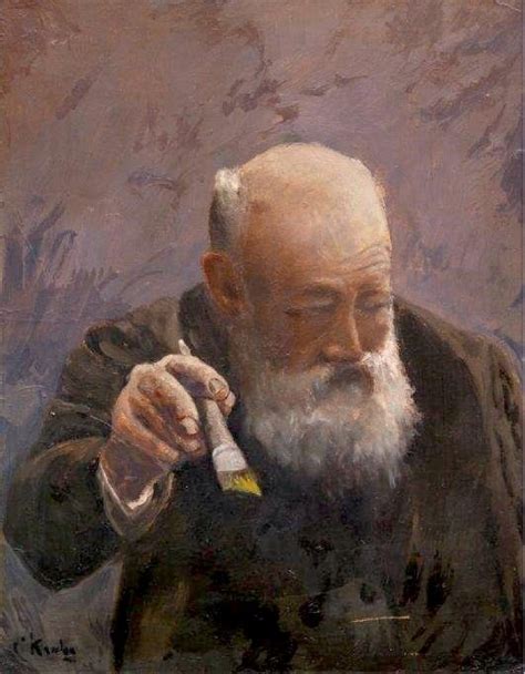 Self Portrait With Brush Painting Christian Krohg Oil Paintings