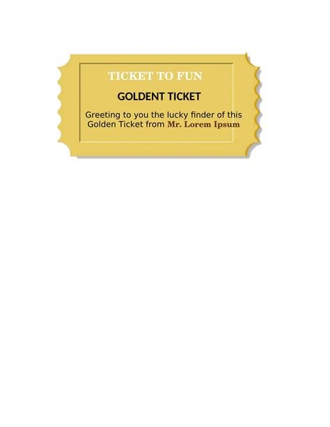 Free Printable Golden Ticket Templates Word Pdf Editable