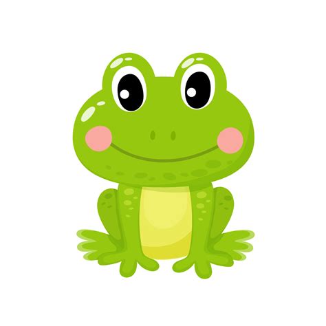 Vector Illustration Of Cute Green Frog On A White Background In Cartoon