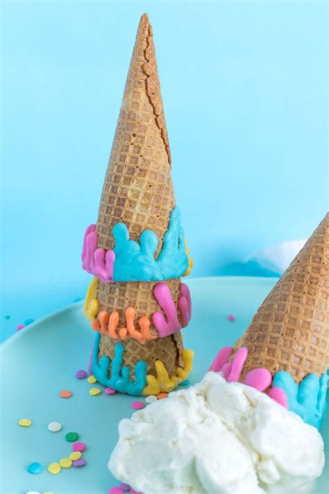 Diy Colorful Dripped Ice Cream Cones Club Crafted Summer Ice Cream