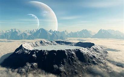 Planet Sci Fi Surface Landscape Space Mountains