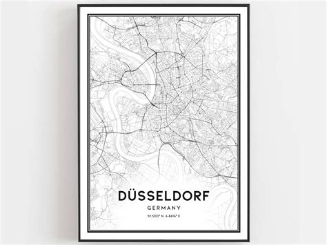 Düsseldorf Map Print Düsseldorf Map Poster Wall Art Etsy