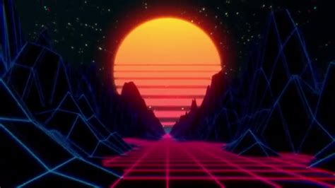 80s Retro Futuristic Sci Fi Seamless Loop Vj Landscape With Neon