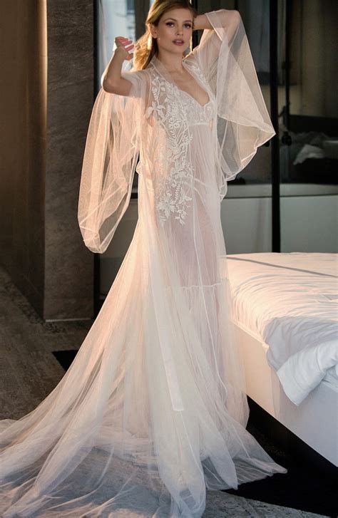 See Through Nightgown With Lace Decoration W9 Etsy
