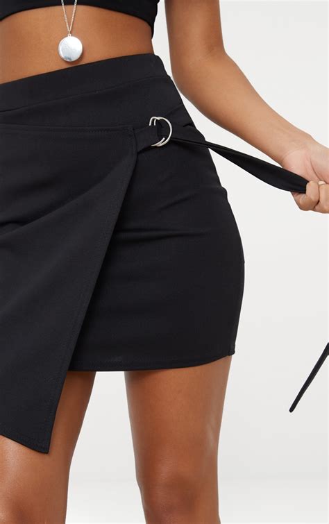 Black Scuba D Ring Wrap Skirt Shop The Range Of Skirts Today At