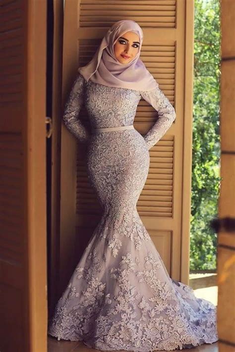 Muslim Dubai Arab Long Sleeves Lace Prom Dresses 2016 Vintage Said Mhamad Mermaid Evening Dress