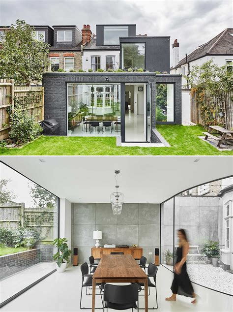 This Home Extension Wraps Around A Bay Window Creating A Small Courtyard