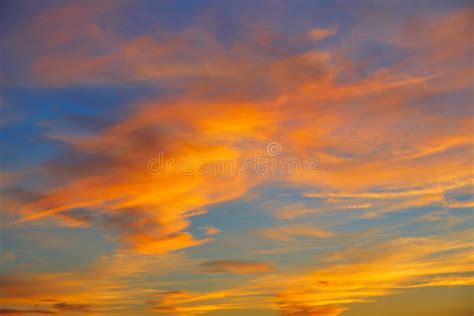Sunset Orange Clouds In A Blue Sky Stock Image Image Of Dawn Outdoor