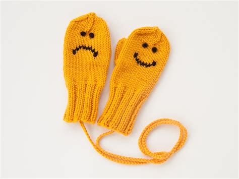 Made To Order Hand Knitted Baby Mittens Happy Sad Merino Etsy