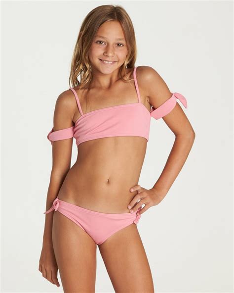 Swimwear Billabong Girls Sol Searcher Off Shoulder Bikini Set Party Pink