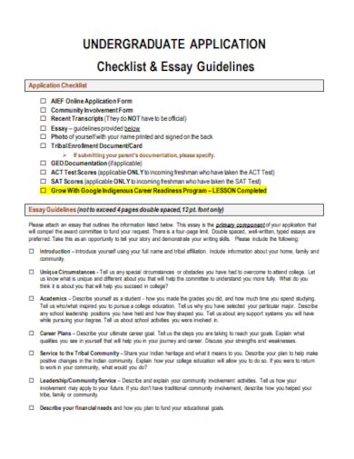 Free College Application Checklist Samples In Ms Word Google Docs Pages Pdf