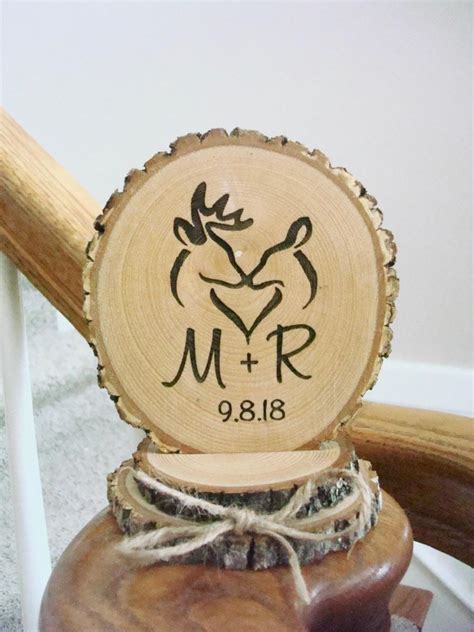 & mrs crystal cake topper is appropriate for a formal evening wedding? Rustic Wedding Cake Topper, Deer Hunting Cake Topper, Wood ...