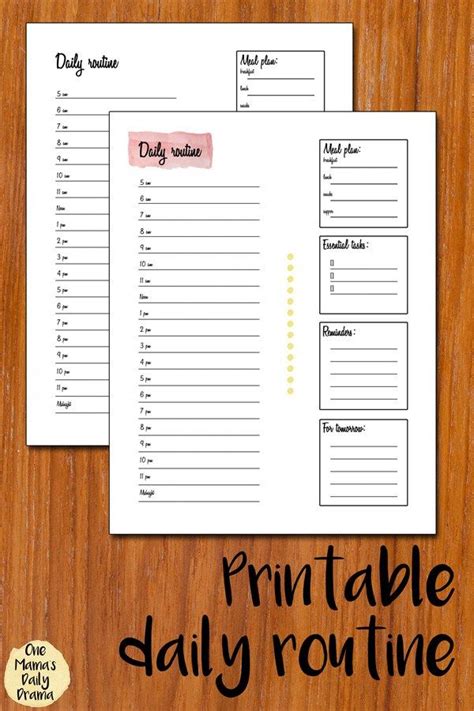 Daily Routine Printable Planner Page Available In Color And Black And