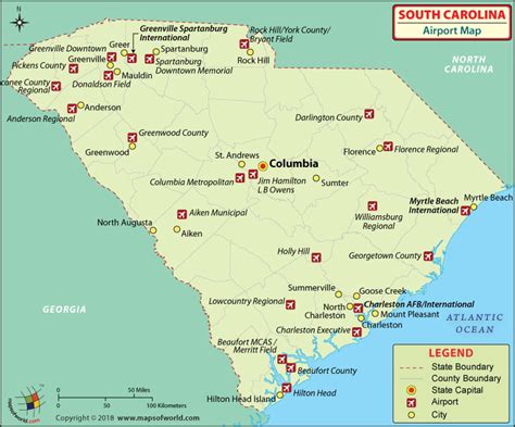 Airports In South Carolina South Carolina Airports Map