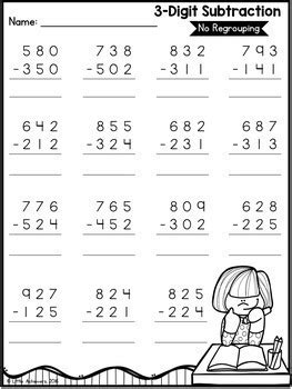 3 Digit Addition and Subtraction WITHOUT Regrouping Worksheets | TpT
