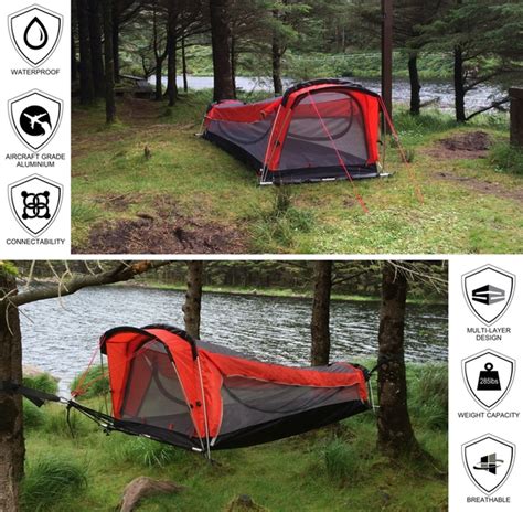 Also, the mattress comes with a convenient storage bag for easy transportation and storage. Get a Hammock, Tent, Air Mattress, and Sleeping Bag All in One