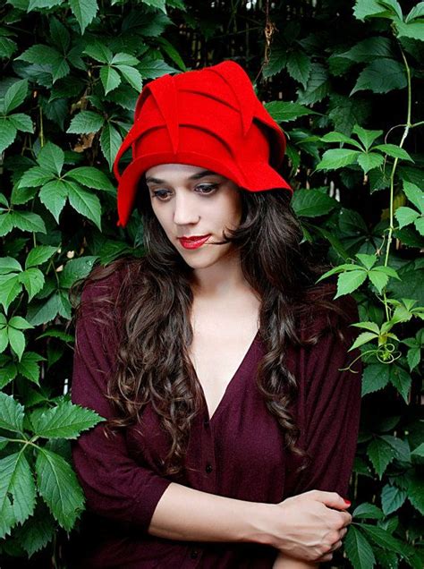 red felt hat vintage style handmade hat gatsby style women hat winter hat vintage hoeden