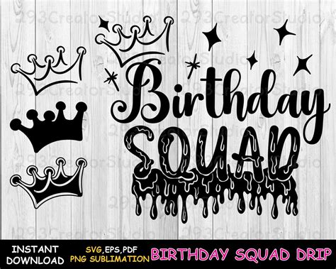 Birthday Squad Svg Birthday Queen Svg Crown Birthday Girl Etsy