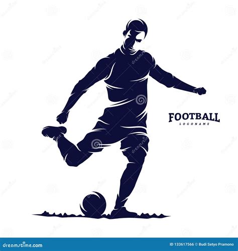 Soccer And Football Player Man Logo Vector Silhouette Stock Vector