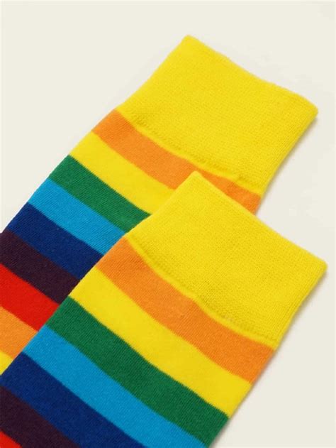 Rainbow Stripe Crew Socks Popular Poison