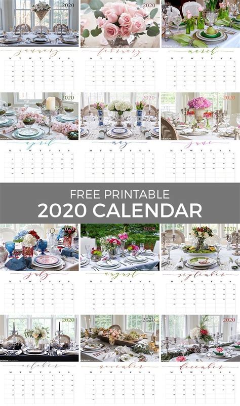 Free Printable 2020 Calendar Seasonal Inspiration For The New Year