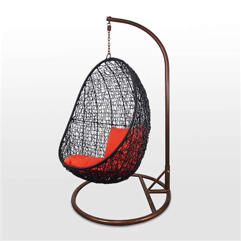 Black Cocoon Swing Chair With Orange Cushion Arena Living Hipvan