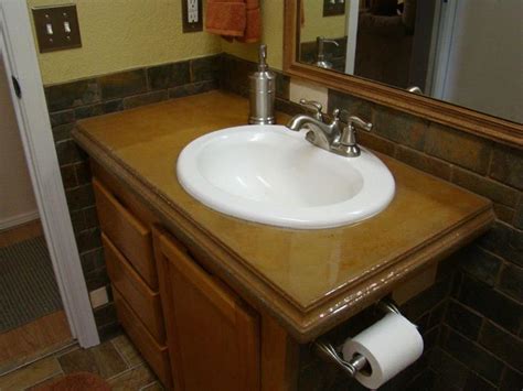 We would upgrade your cabinets with new hardware. bathroom #2 concrete countertop (did it myself) manufactured home remodel | Manufactured home ...