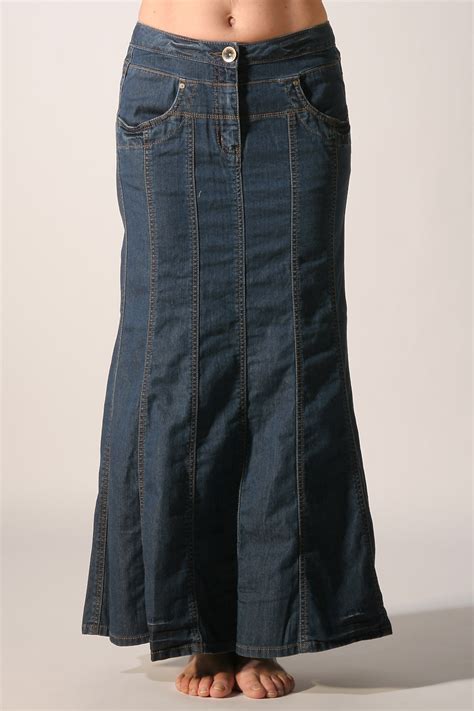 Fashion And Style Long Denim Skirt