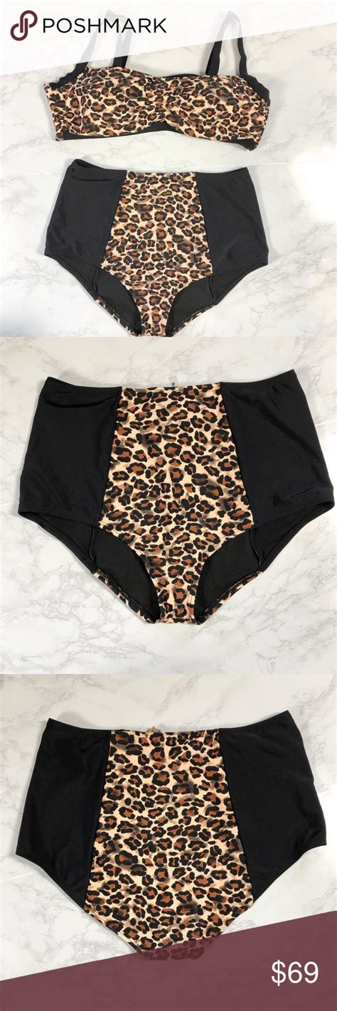 Swim Sexy 2 Piece Leopard High Waist Retro Bikini Cheetah Print