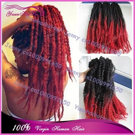 Stock 20in Folded Blackred Afro Kinky Twist Two Tone Synthetic Braid