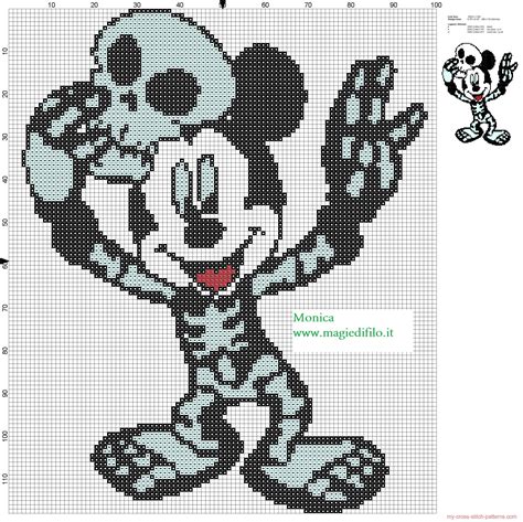 Easy mouse cross stitch patterns. Mickey Mouse skeleton cross stitch pattern - free cross ...