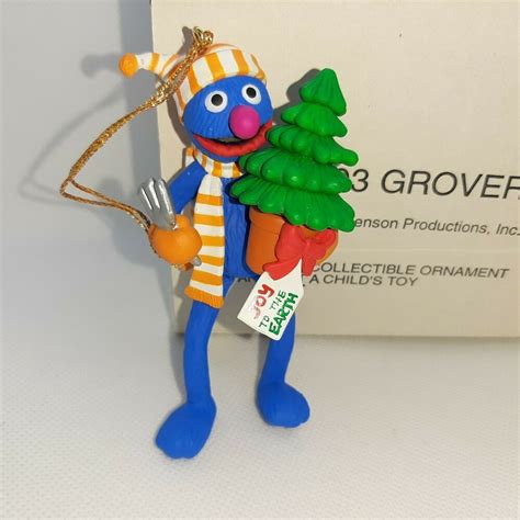 Sesame Street Grover Christmas Joy Ornament Jim Henson Grolier Box