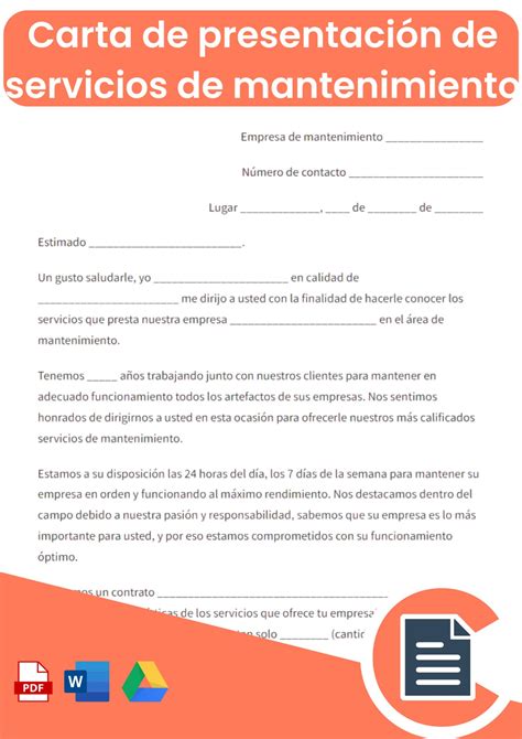 Carta De Presentación Servicios Mantenimiento Online Word Pdf