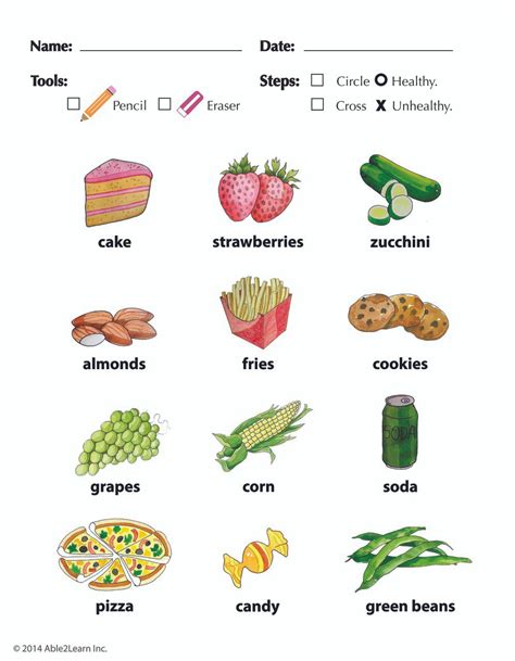 Free Healthy Vs Unhealthy Worksheets Science Nutrition